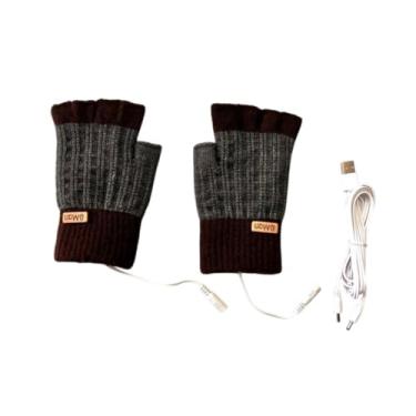 Imagem de Dynwave Luvas aquecidas USB para adultos tricotados meio dedo para jogos para jogos de computadores, CafÉ
