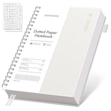 Imagem de EMSHOI Caderno espiral A4, caderno pontilhado com 300 páginas, papel grosso de 100 g/m², capa mole à prova d'água para escrita de trabalho escolar, 21 cm × 28,4 cm - Transparente