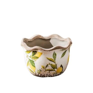 Imagem de LANDENGWANG Vasos de flores verdes de cerâmica para plantas de interior, varandas, quartos, pátios, exteriores, suportes de plantas, plantas ideais para plantas e decoração de casa, decoração de