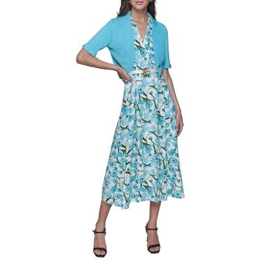 Imagem de KARL LAGERFELD Vestido feminino curto de manga curta, Hortênsia azul, GG