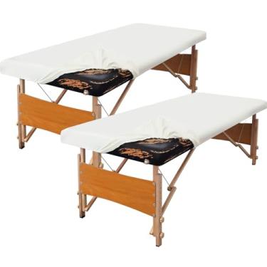 Imagem de KIDOACOW Capa protetora de mesa de massagem de couro capa de mesa de massagem limpa capa de substituição para cama de massagem/cama de spa/cama de chicote, serve para 71-81 cm de largura (branco, 2