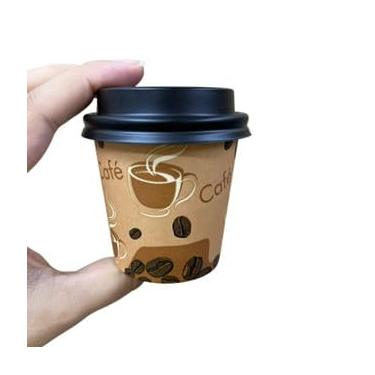 Imagem de Copo 80 Ml Em Papel para Café com Tampa Preta - Pacote com 50 unidades
