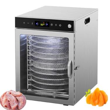 Imagem de Desidratador rotativo de frutas de 12 camadas, desidratador de alimentos de 800 W, controle de temperatura de 86 ° F a 194 ° F, temporizador de 24 horas, adequado para carne seca, comida de cachorro