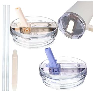 Imagem de Copo removível de 1,134 g para acessório Stanley Cup, tampas à prova de vazamento para Stanley Cup, acessórios compatíveis com tampa Stanley Cups (preto e rosa, 1,134 g) (roxo e creme)