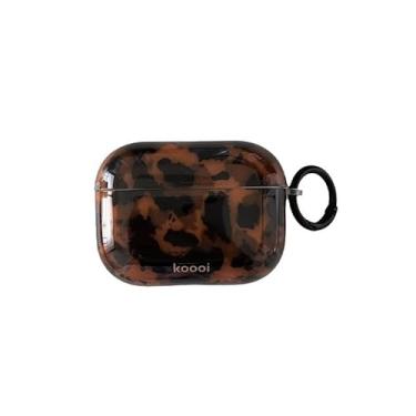 Imagem de Capa para AirPods Pro 1ª geração, capa de tartaruga marrom fofa, design retrô com chaveiro, capa de fone de ouvido chique moderna com proteção de TPU macio para AirPods Pro 2ª geração para mulheres e