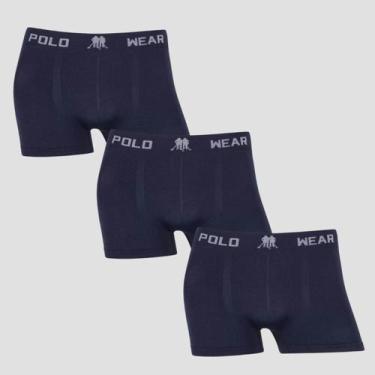 Imagem de Kit 3 Cuecas Infantil Polo Wear Sem Costura Lisa Poliéster, 3 marinho,