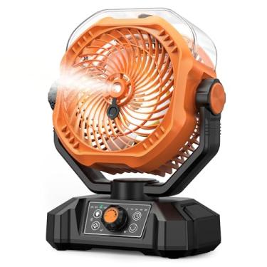 Imagem de Ventilador de acampamento portátil, ventilador de mesa com controle remoto, tanque de água de 360 ml, 16000 mAh, 5 velocidades, temporizador, 18-70 horas de trabalho, ventilador operado por bateria
