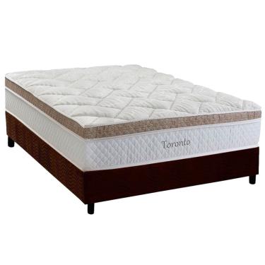 Imagem de Cama Box Casal: Colchão Molas MasterPocket Ensacadas Herval Toronto + Base crc Suede Brown (138x188)