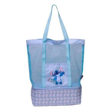Imagem de Bolsa de Praia Azul Stitch com Compartimento Térmico - Pillowtex