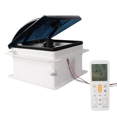 Imagem de TYTXRV Ventilação de teto para trailer de 35 cm 12 V 10 velocidades Ventilador reversível controle remoto automático rede de insetos removível RV trailer van (tampa de lamaça)