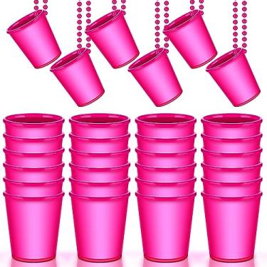 Imagem de Sieral 24 colares de vidro rosa choque que brilham no escuro colares de vidro para festa de aniversário casamento despedida de solteira neon brilhante lembrancinhas de festa copos de festival, Plástico