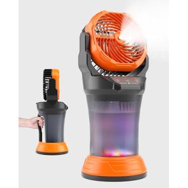 Imagem de WESTTREE Ventilador de nebulização portátil com ventilador de bateria grande - Ventiladores de resfriamento de nebulização ao ar livre recarregáveis com tanque de água de 2L, luzes RGB, 4 velocidades