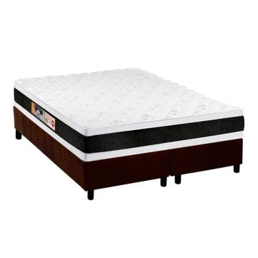 Imagem de Cama Box King: Colchão Espuma D45 Castor Black E White Air Double Face + Base Brown(193X203)