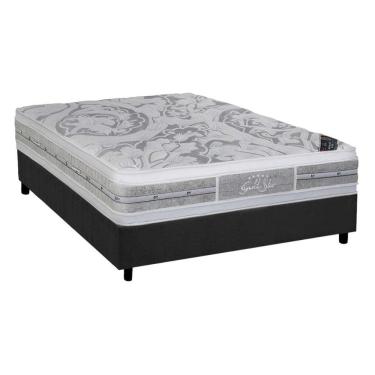 Imagem de Cama Box Casal: Colchão Molas Ensacadas Castor Pocket Super Luxo Látex Plush + Base Gray(138X188)