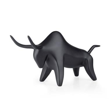 Imagem de Escultura Em Resina Maciça Touro Barcelona Preto Fosco Bella Art