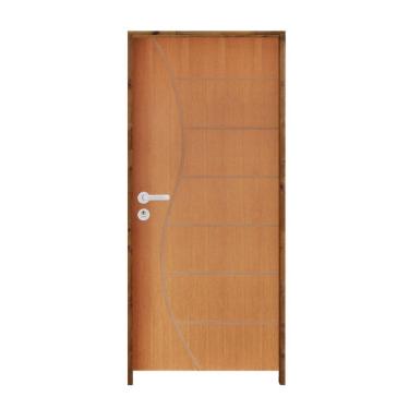 Imagem de Kit Porta De Madeira 210X72Cm Batente 11Cm Fechadura Stilo Cromada Externa 6 Imbuia