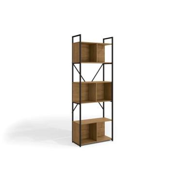 Imagem de Estante P-sala Industrial Alta Li014 C- 6 Nichos 72x202cm Freijo-preto - Kappesberg