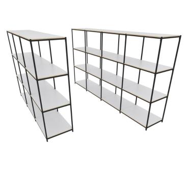 Imagem de Praleira De Aço Reforçada Mini Porta Pallet 200x60x90 Estante Estoque Bandeja Branca Módulos Conjugados 3 + 4