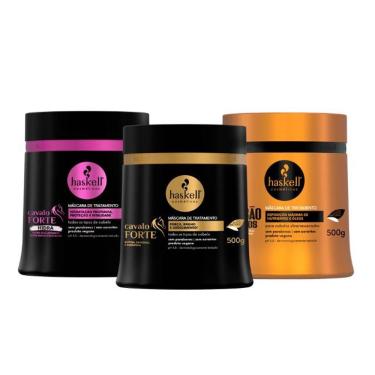 Imagem de Kit Máscaras Cavalo Forte Hidra + Cavalo Forte + Infusão De óleos Haskell - 500g - Cabelos Ressecados