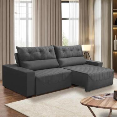 Imagem de Sofá Retrátil e Reclinável 5 Lugares 3,00m Antonella Veludo Cinza Adon