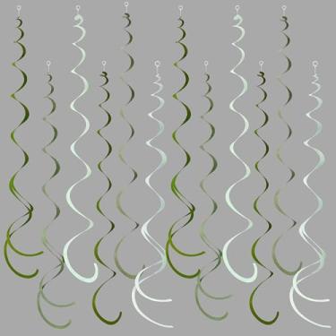 Imagem de pinkblume 36 Peças Decorações Penduradas Em Espiral Verde-Oliva, Com Ombré Sálvia, Feltro Espiral, Guirlanda De Teto Para Chá Bebê Neutro, Aniversário, Casamento, Noivado, Safári, Selva, Floresta, S