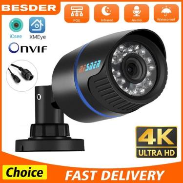 Imagem de Câmera Externa À Prova D'água 4K 8MP POE IP H.265 Onvif Detecção De Mo