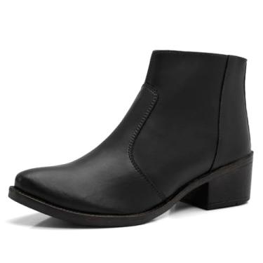 Imagem de Bota Feminina Casual Lisa Zíper Épico Coturno Cano Baixo Conforto Moderna