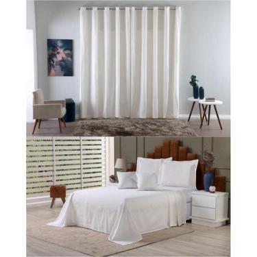 Imagem de Kit Colcha Cobre Leito Casal + Cortina 2 Metros Tecido - Ametista Deco