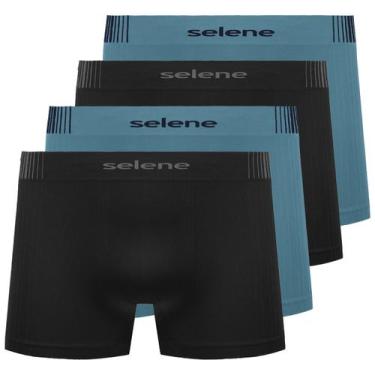 Imagem de Kit 4 Cueca Infantil Selene 12070 Microfibra Leve Menino, Preto e azul