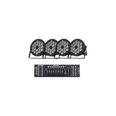Imagem de Kit 4 Canhao Refletor 18 Leds Rgbw 12w Quadriled Mesa Dmx - Showtech, 