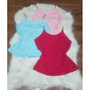 Imagem de Blusa feminina alça corrente tecido viscolaycra fashion - filó modas ,