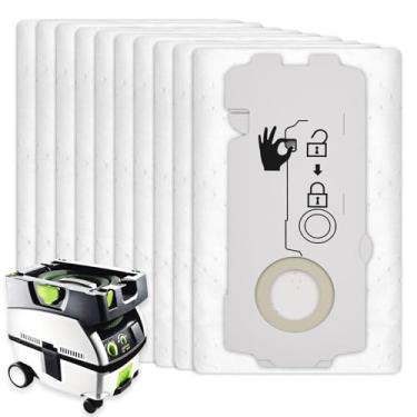 Imagem de Pacote com 10 sacos de vácuo 204308 para Festool CT Mini CT MIDI Yom 2019 em diante, sacos coletores de poeira acessórios para extrator de poeira sacos de filtro de substituição a vácuo