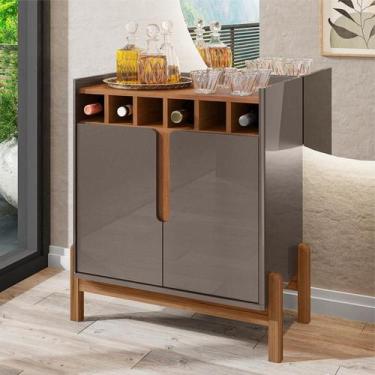 Imagem de Bar com Adega Madrid Cinza Perola Cedro - CASA H