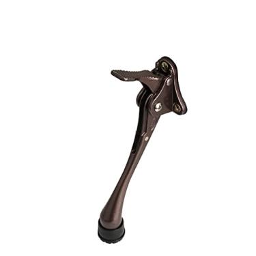 Imagem de CG PLUS Rolha de porta, tampa de porta de metal semiautomática de um toque, com ponta de borracha antiderrapante para pisos de madeira, concreto, azulejo e carpete (6" x 1 pacote, marrom)