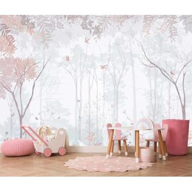Imagem de Papel de parede de fundo floral delicado e bonito degradê rosa floresta, adequado para decorar quartos, salas de estar e murais de banheiro