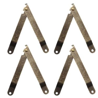 Imagem de Adyoney Pacote com 4 dobradiças grandes de suporte de tampa dobrável de latão antigo, dobradiças elegantes e funcionais, projetadas para caixas de madeira, estojos de joias e baús, com 8 peças de