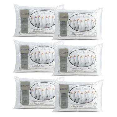 Imagem de Kit 6 Travesseiro Pluma Ganso Confortável Antiacaro 70x50cm - Eurotext