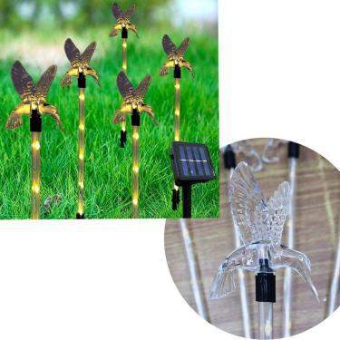 Imagem de Pisca Solar Enfeite Beija-Flor LED Amarelo Jardim Natal 2,5m