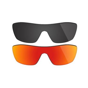 Imagem de Fiskr Lentes polarizadas de substituição para óculos de sol Oakley Batwolf(OO9101) com revestimento antiarranhões, água salgada e antipoeira (preto e vermelho fogo)