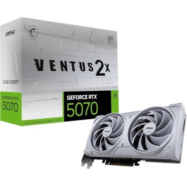 Imagem de MSI GeForce RTX 5070 12G Ventus 2X OC White Placa gráfica - RTX 5070, 12 GB GDDR7 (28 Gbps/192-bit), PCIe 5.0, design térmico de ventilador duplo (2 x TORX Fan 5.0) - HDMI 2.11. B, Exibição Porta 2.1b