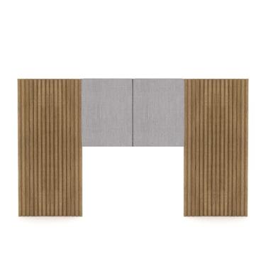 Imagem de Cabeceira Painel Solteiro Ripado Nature e Linho Cinza Sevilha 203 cm - Pallazio