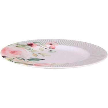 Imagem de Kit Jogo Prato Raso Jantar 6pçs 6 Pessoas Chá Ornatta 28cm