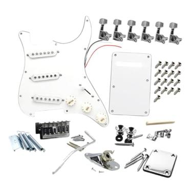 Imagem de Amagogo Kit de hardware para guitarra elétrica Entrada de guitarra Jack Sss, escudo para prática, White C