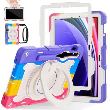 Imagem de ROISKIN Capa para tablet Samsung Galaxy Tab S9/S9 FE 5G 2023 com protetor de tela HD, suporte para lápis, alça de ombro 360, capa resistente à queda para Galaxy Tab S9 FE 10,9 polegadas/S9 11''