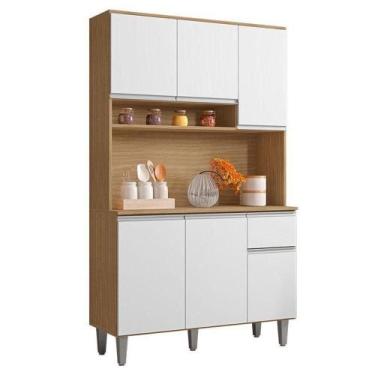 Imagem de Armário Para Cozinha Kit Márcia Amêndoa Branco - Ajl - AJL MÓVEIS