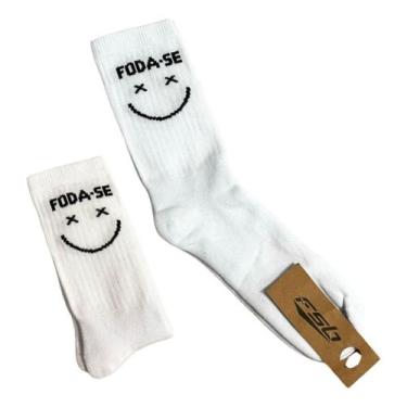 Imagem de Meias Divertidas Hype Cano Alto Skate exercício funcional Foda-se - FS