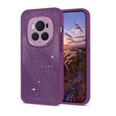 Imagem de Anlalish Capa para celular, capa de silicone à prova de choque para Honor Magic 6 Pro, filme com glitter, roxo