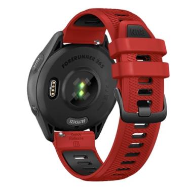 Imagem de Pulseira de relógio de liberação rápida de 22 mm para Garmin Forerunner 265/Forerunner 255/Vivoactive 4/Venu 3/Venu 2 - pulseira de silicone macio de substituição (vermelho/preto)