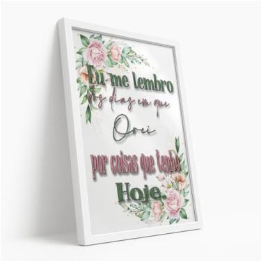 Imagem de Quadro Decorativo Orei e Hoje Tenho Com Moldura Fé Gratidão Cristão Frase Floral Deus Esperança Motivação Pastel Família Amor Fé Religiosa
