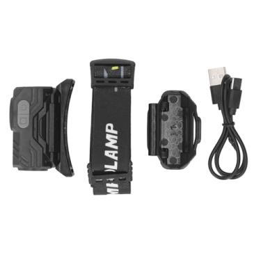 Imagem de Sensor de movimento Headlamp Modos Múltiplos modos LED magnética de alto brilho com faixa de cabeça e clipe de tampa para externo (Preto)